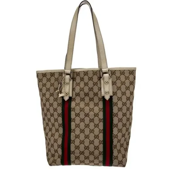 GUCCI GG Canvas Web Jolicoeur Tote includes monogrammed GG Black Dust Bag - Picture 3 of 16